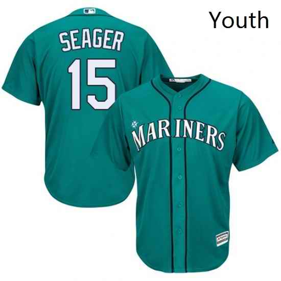 Youth Majestic Seattle Mariners 15 Kyle Seager Replica Teal Green Alternate Cool Base MLB Jersey